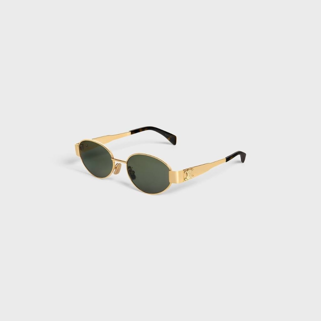 Celine 01 Triomphe Sunglasses Gold - Green Blue Internal
