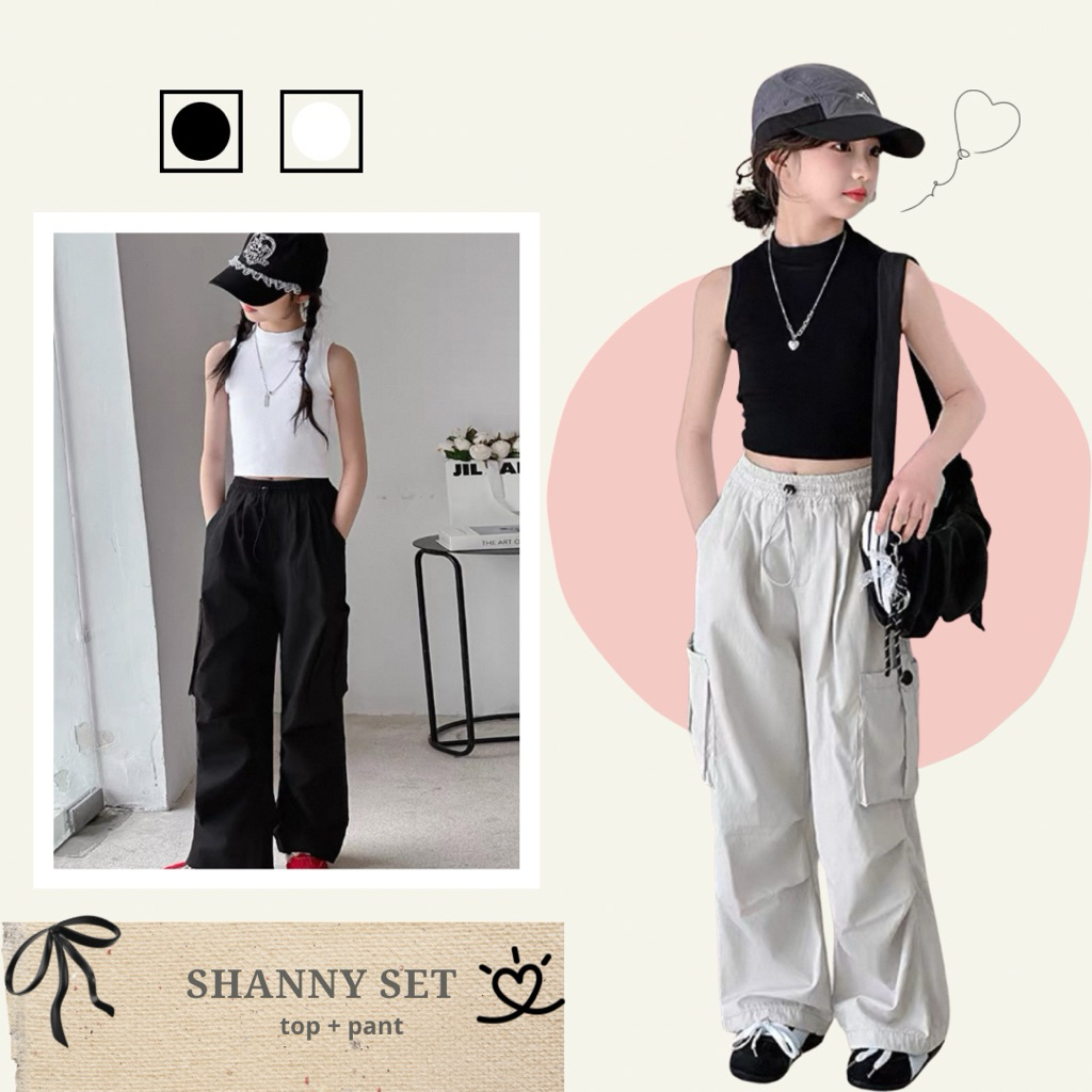 Setelan Baju Fashion Crop Anak Perempuan Keren | Set Baju Anak Cewek Tanggung Celana Jogger Impor