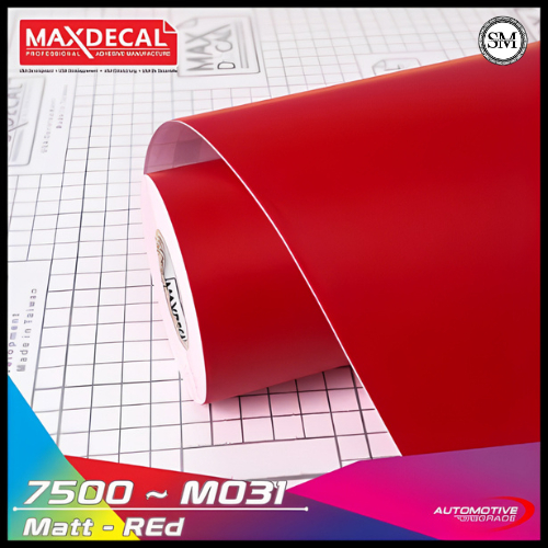 Stiker Maxdecal 7500 Red 031 – Warna Merah Doff / Matte (Per Meter)