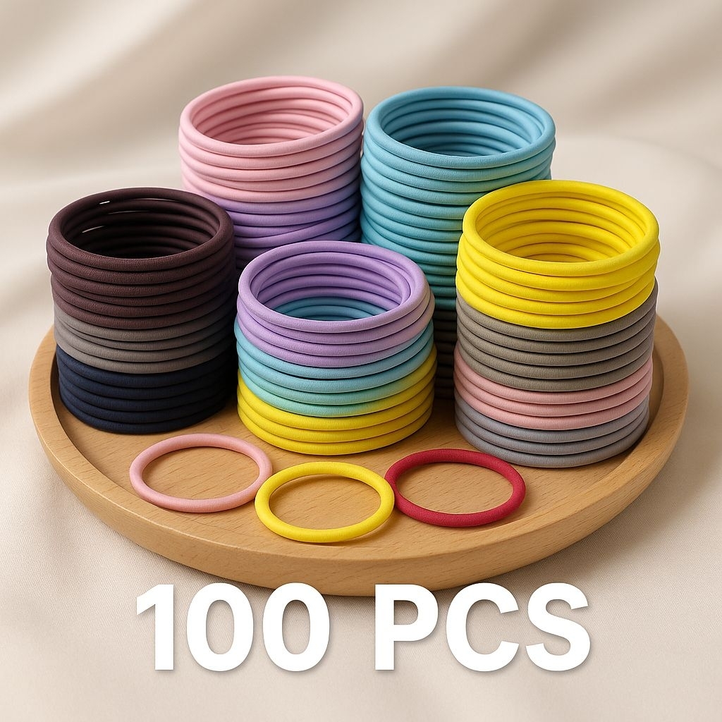 100pcs IKAT RAMBUT HITAM POLOS & MULTICOLOUR /IKAT RAMBUT KOREA / KARET GELANG