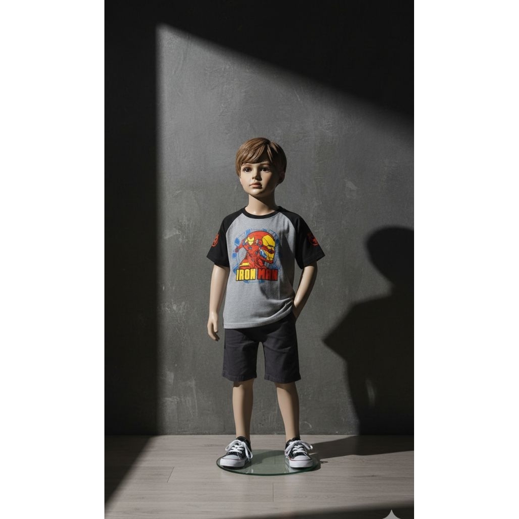 KEMEJA POLOS DAN KAOS MOTIF ANAK BOOMBOOBEE 4-6 tahun