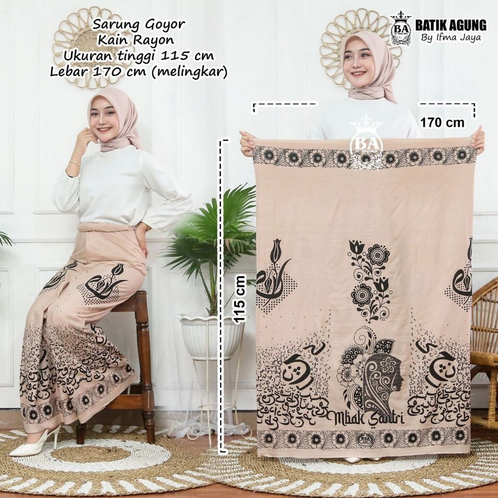 Sarung Mbak Santri Rayon Sarung Goyor Wanita Batik Printing Sarung Batik Agung Ifmajaya