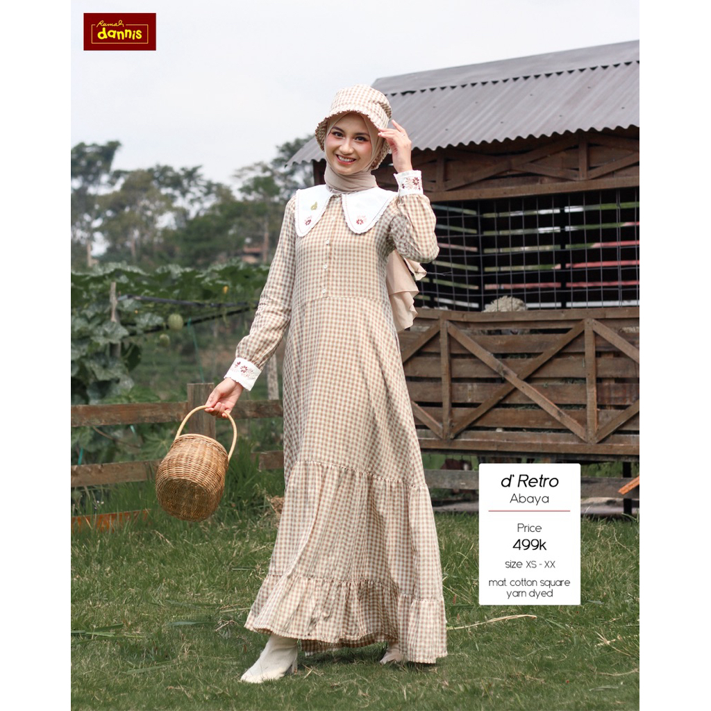 sale 30% / abaya retro dannis / abaya kotak kotak / abaya vintage / dannis diskon / baju muslim dewa