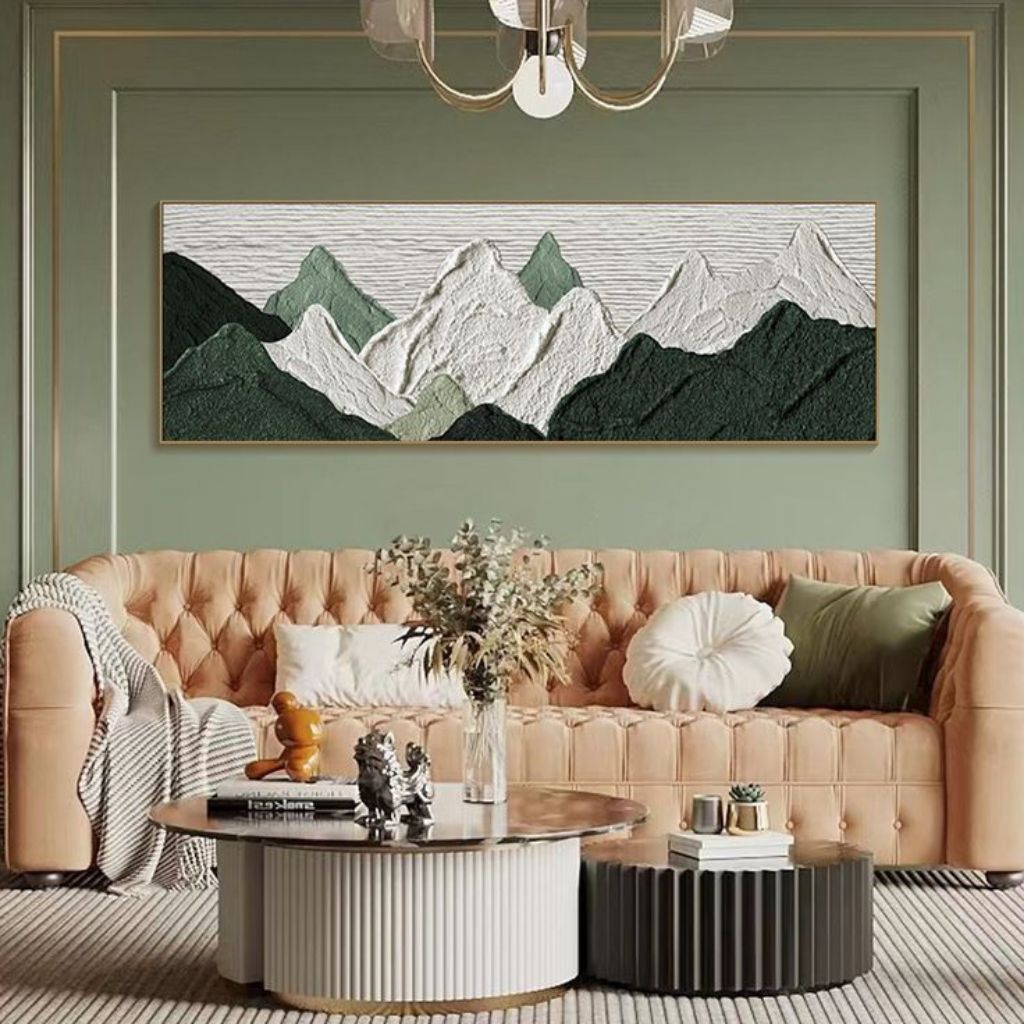 lukisan abstrak texture pemandangan gunung aestetik hiasan dinding