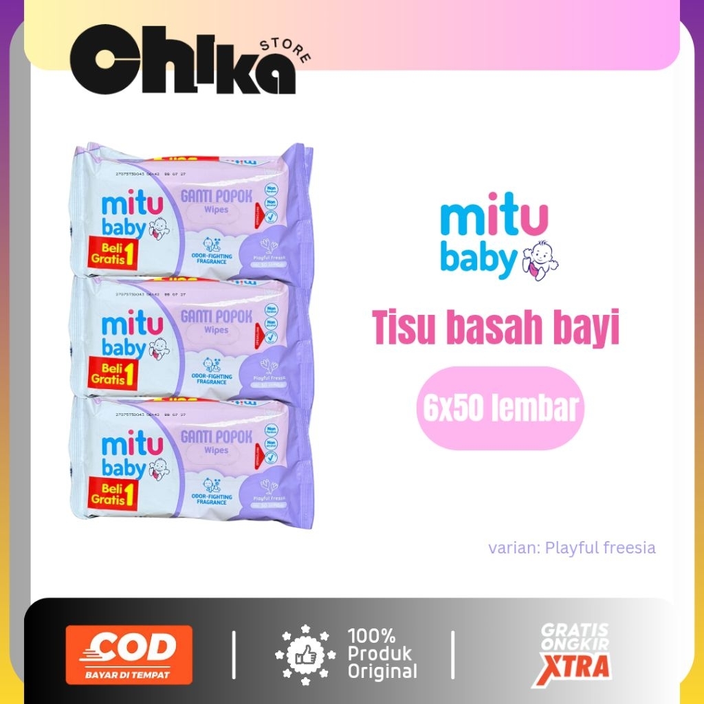 6 Pcs Tisu Basah Mitu | Mitu Bayi Tisu Basah | Lebih Murah Hemat