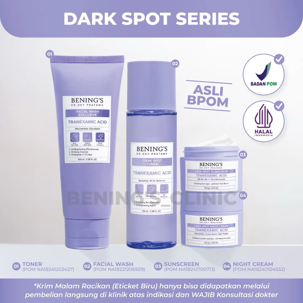 Bening's Skincare Flek Hitam / Paket Dark Spot Series Bening's Dr. Oky Pratama