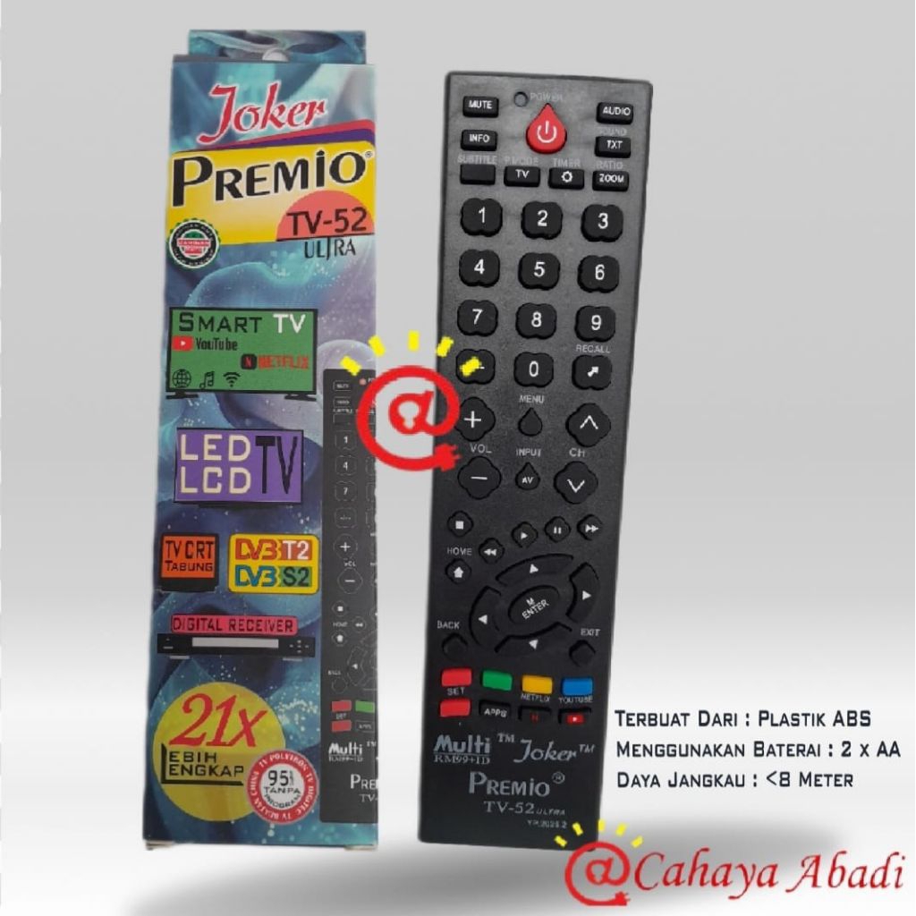 Remote TV Universal Joker Premio TV-52 Ultra / Remot TV LED LCD Multi / Remot Smart TV Multi / Remot