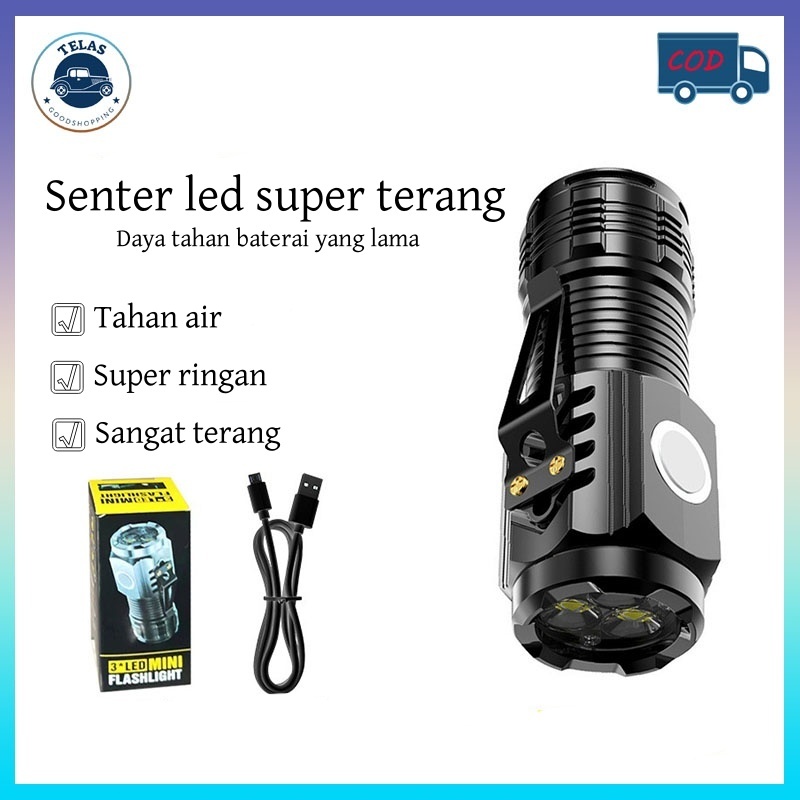 Telas  Senter Led Super Terang /Senter Mini Super Terang/Senter Led Multifungsi Daya Tahan Baterai L