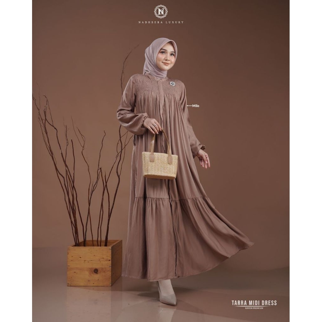 Tarra midi dress by nadheera luxury | Gamis rayon | Gamis nadheera | Gamis polos