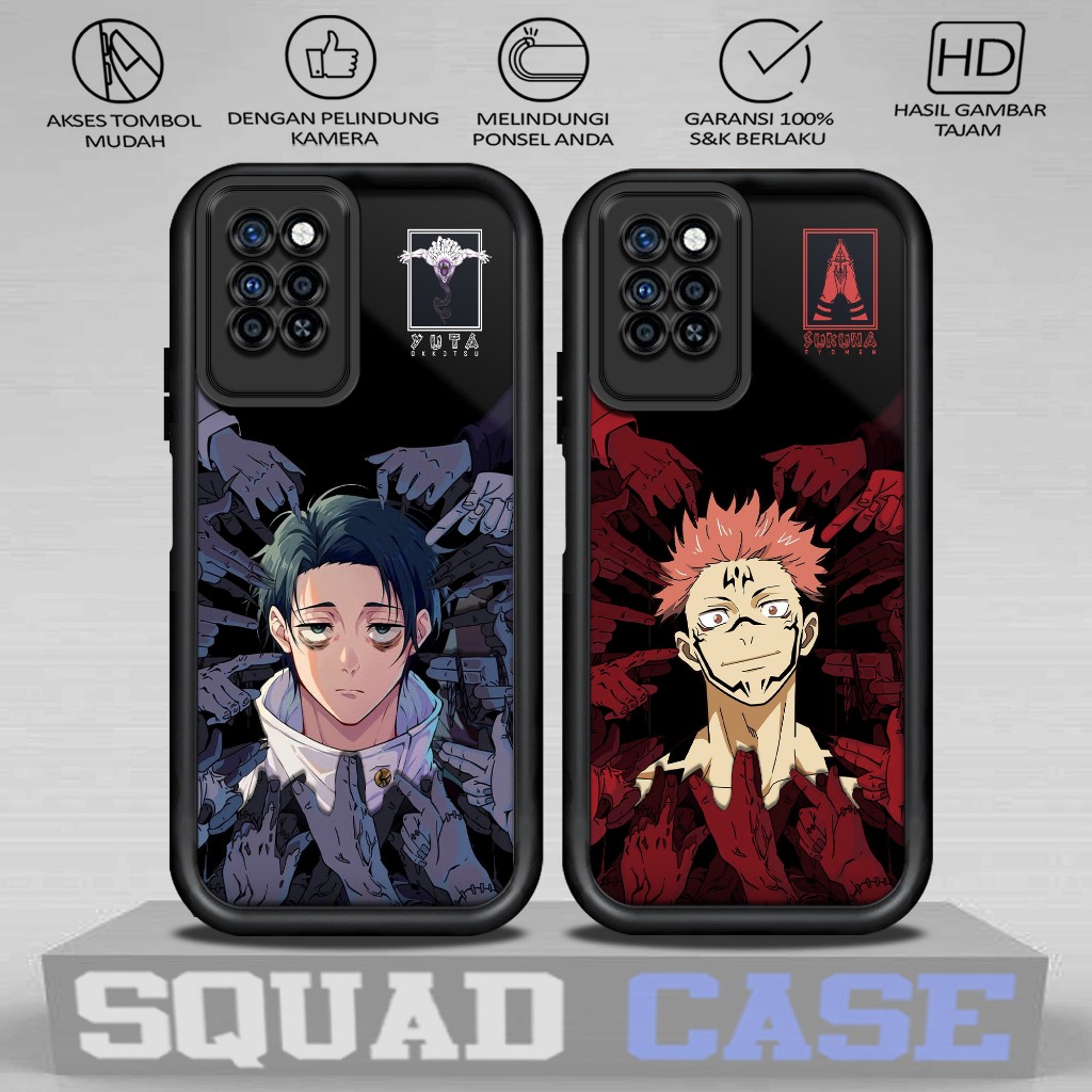 Softcase Glass kaca untuk INFINIX NOTE 10 PRO NOTE 10 PRO NFC Motif JUJUTSUKAISEN Casing Handphone C