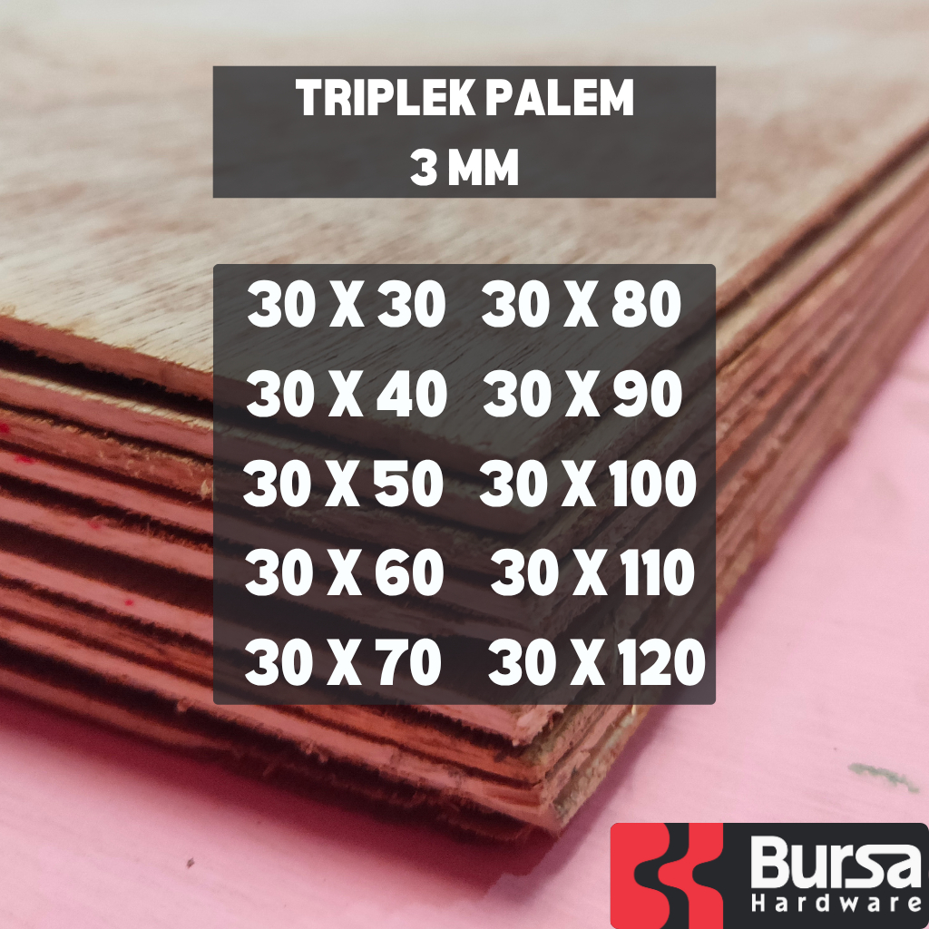 Triplek Palem 3mm Custom Plywood Multiplek Lebar 30cm Panjang 30-120cm