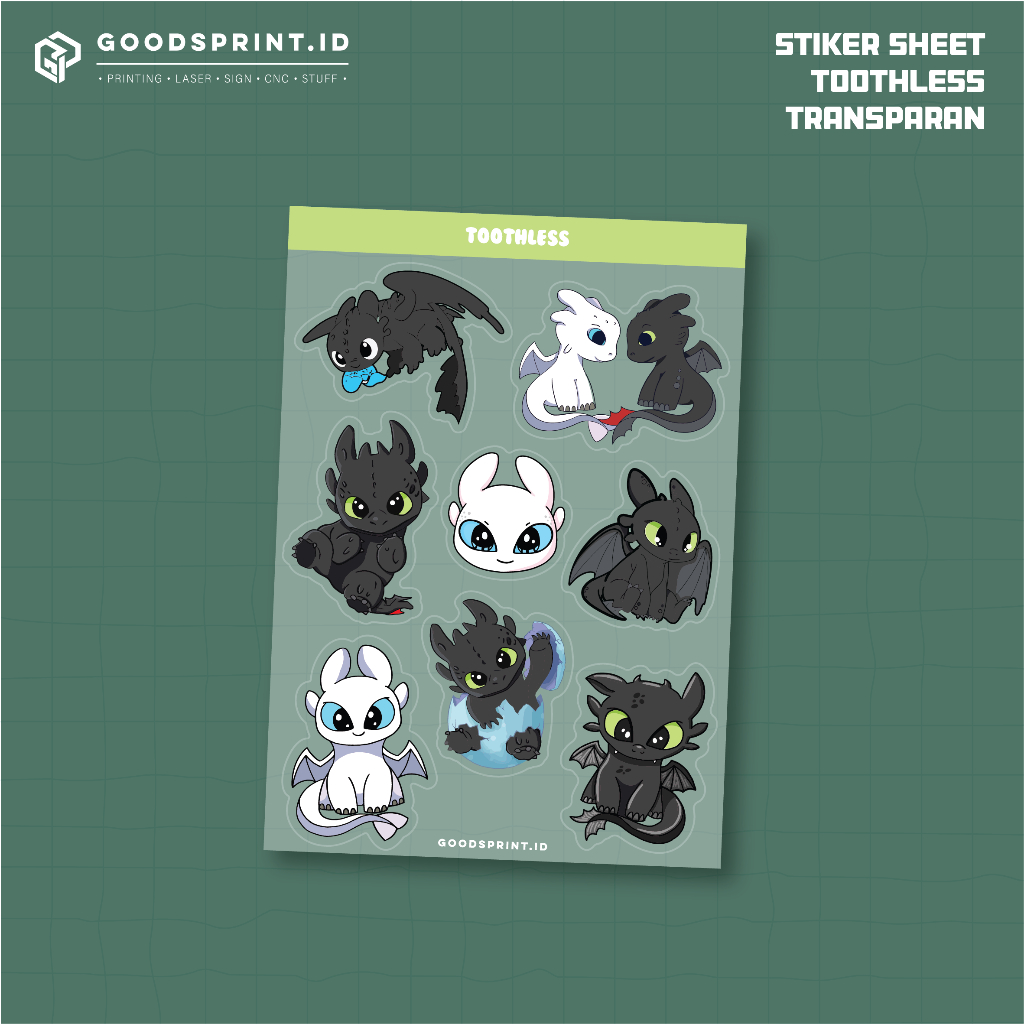 Stiker Pack Toothless HOW TO TRAIN YOUR DRAGON A6 Transparant Stiker Deco Anak Lucu Stiker Botol Tum