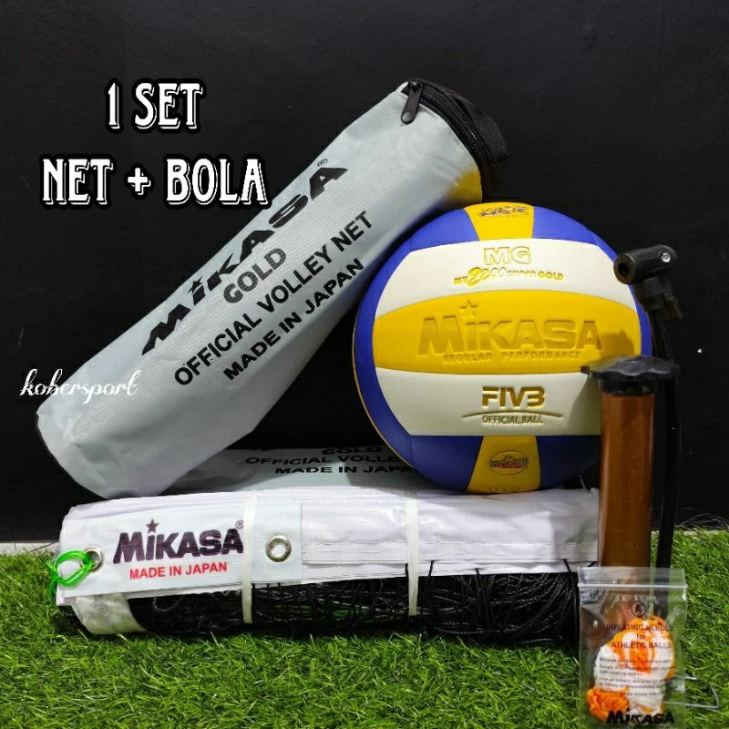 PREMIUM PROMO 1 SET NET VOLI IMPORT & BOLA VOLI MIKASA PROLIGA ORIGINAL SIZE 5 BISA COD