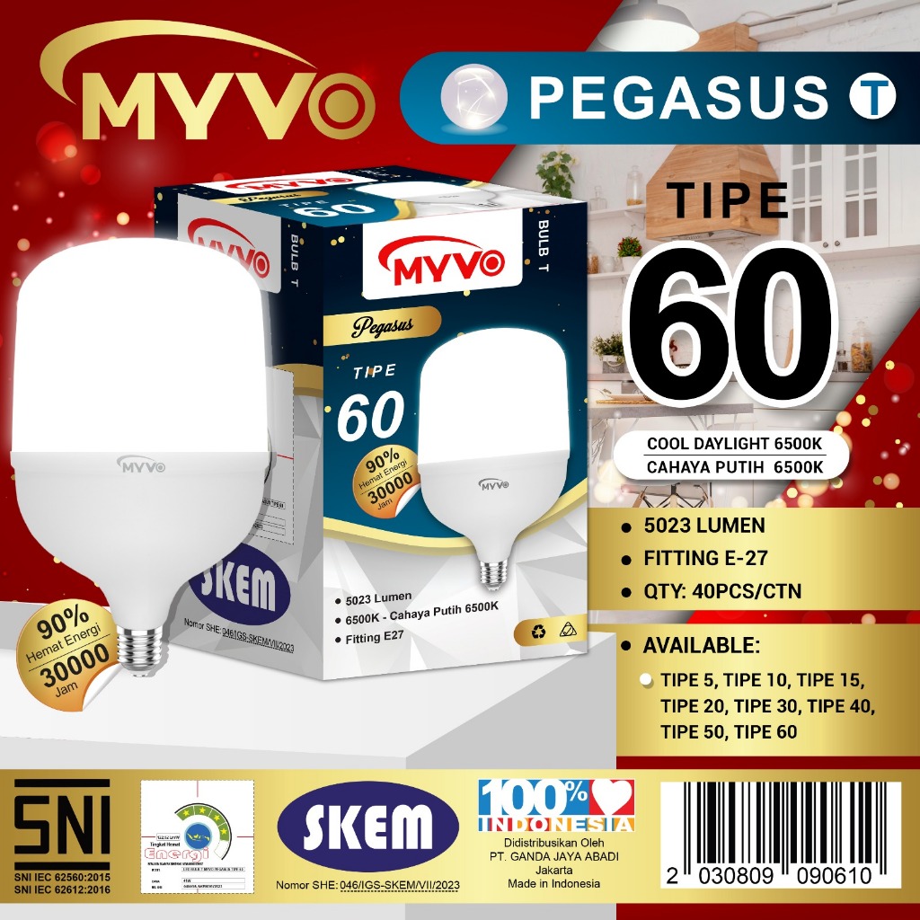 MYVO Lampu LED Pegasus 40/50/60W T Bulb -  BOHLAM MYVO PEGASUS