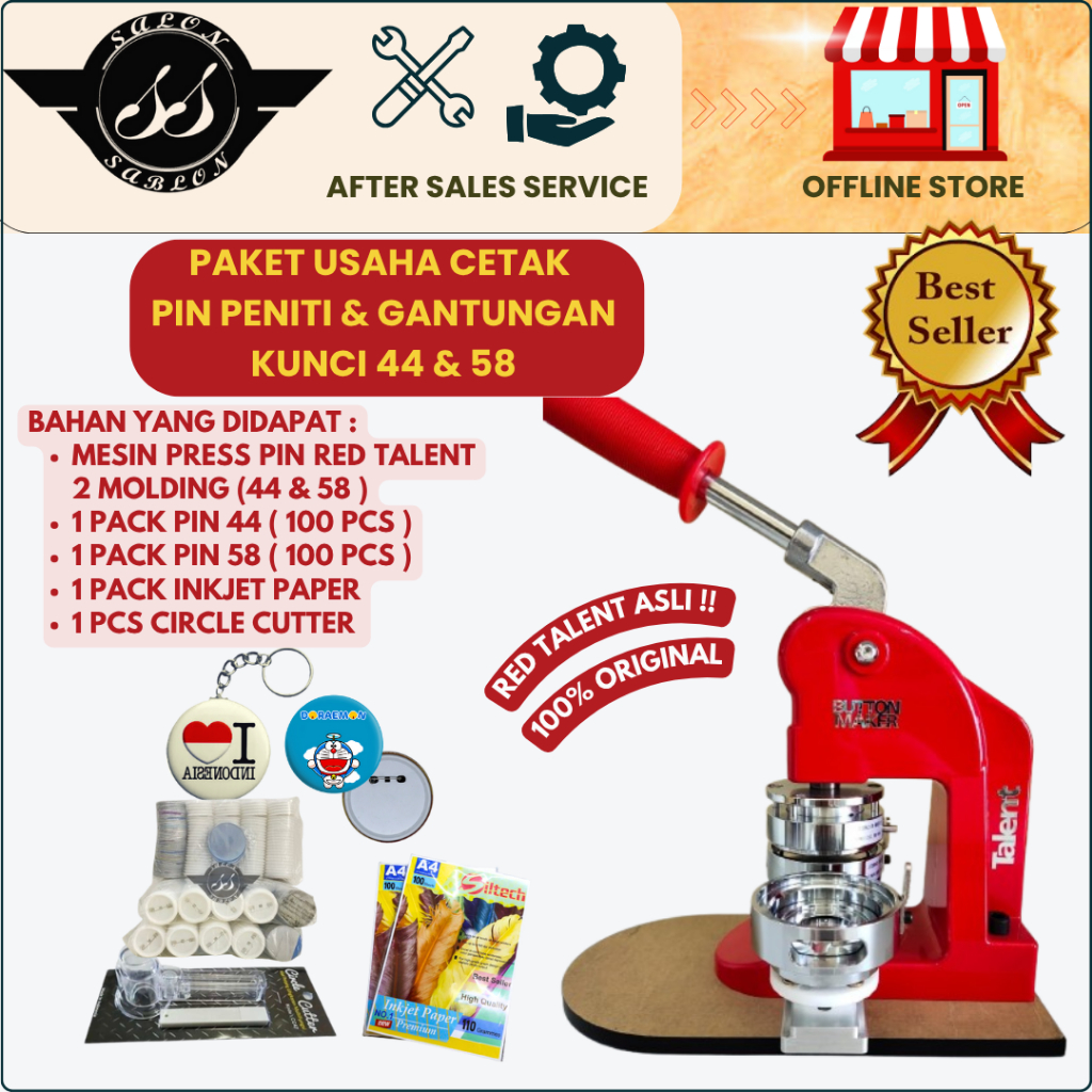 Paket Usaha Mesin Press Pin Red Talent & stanadart
