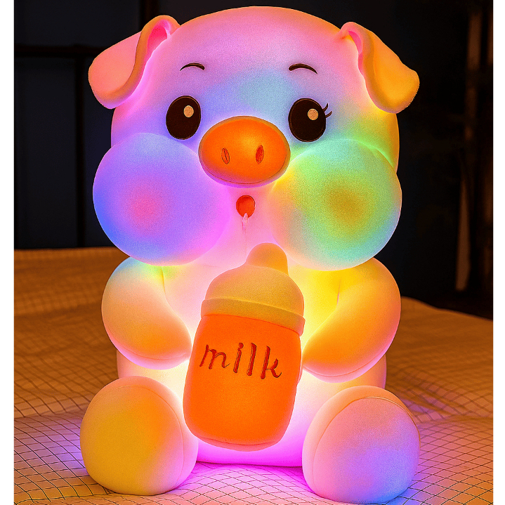 Boneka Babi Piggy Dot LED Lembut Jumbo XL Lucu Piglet Dolls Cute Baby Bottle Hadiah Mewah Birthday