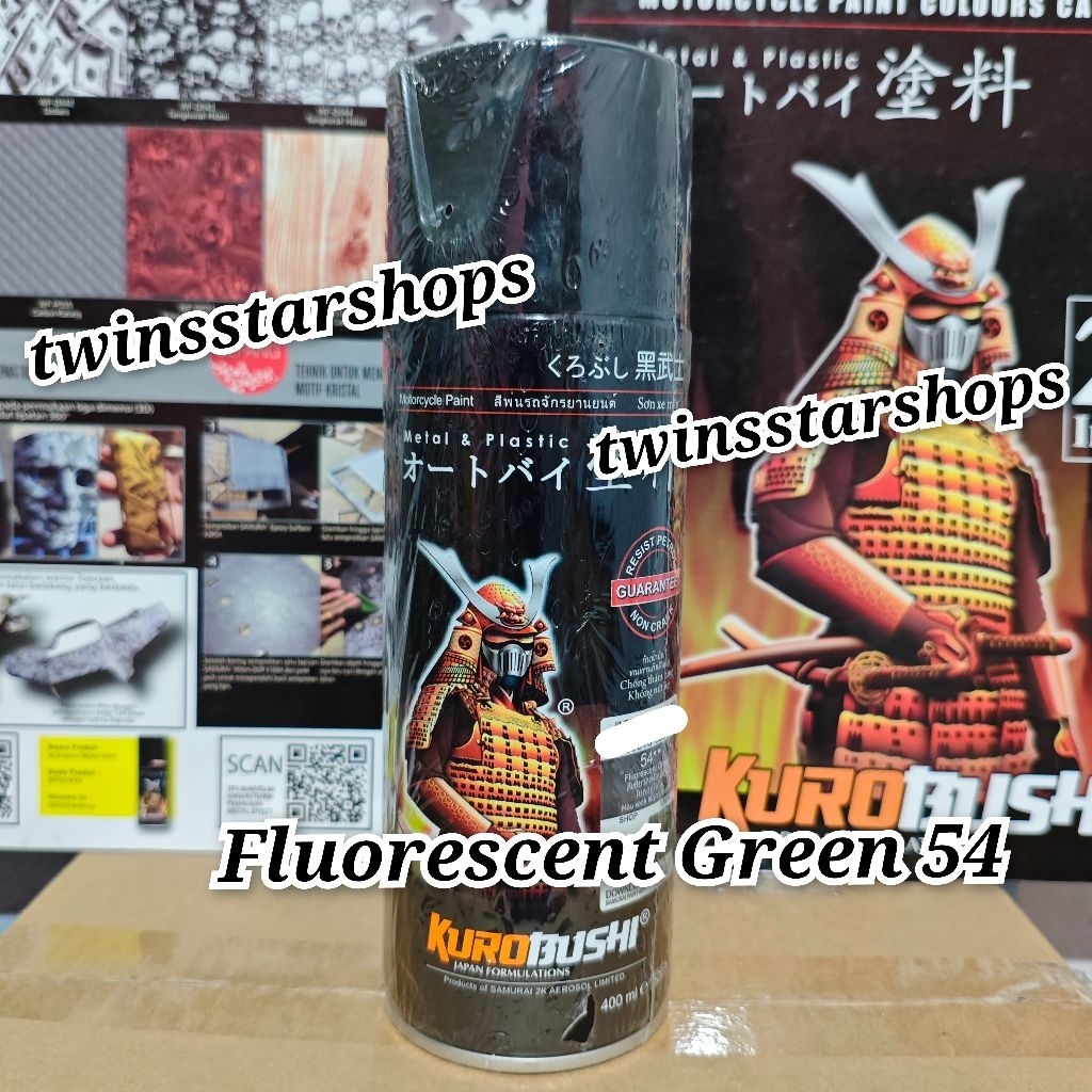 Pilok Pilox Pylox Cat Samurai Fluorescent Green 54 Hijau Stabilo Glossy Mengkilap 400cc Spray Paint