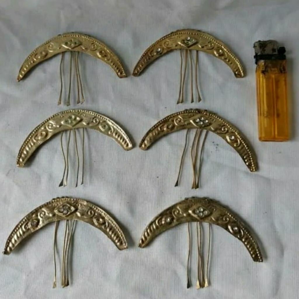 Vintage 6 Tusuk Konde Kuningan Lawas