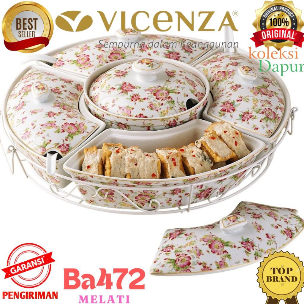 Prasmanan dengan Roda Pemutar BA472 Melati VICENZA HARGA PABRIK disertai roller, 5 mangkuk saji dan 