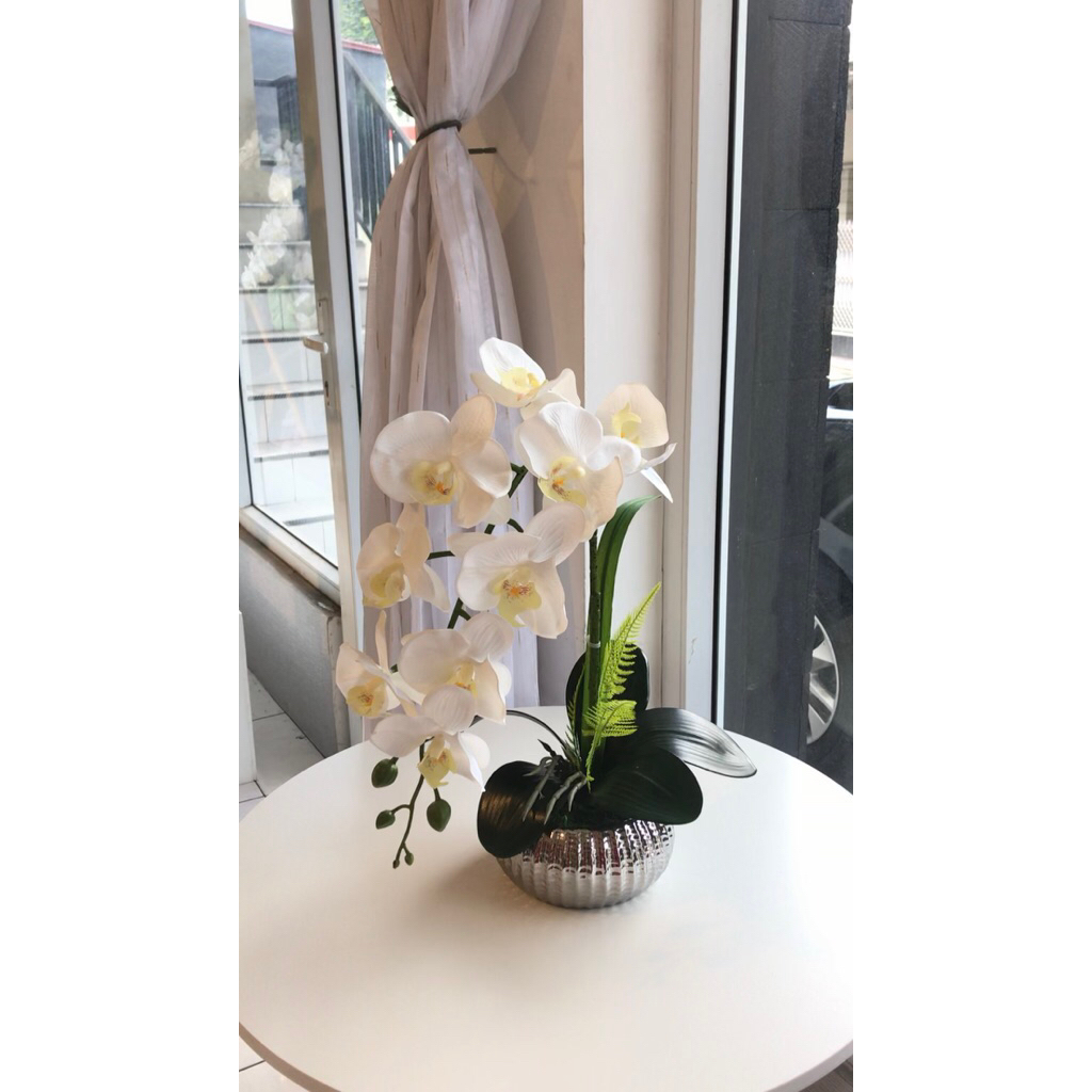 Set Rangkai Anggrek Latex Premium Pot Keramik Mewah