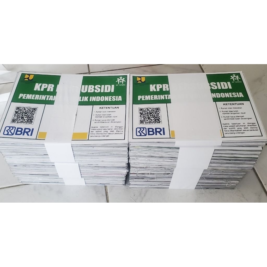 plat kpr subsidi ( harga 100 pcs )