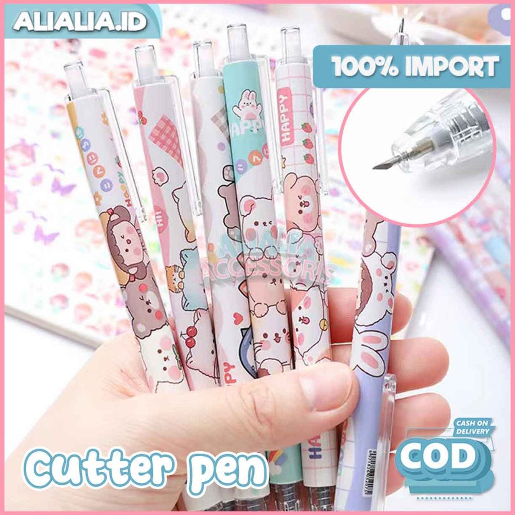 Cutter Pen Pemotong Stiker Kertas Pena Pulpen Ukir Alat Pemotong DIY Scrapbook Lucu