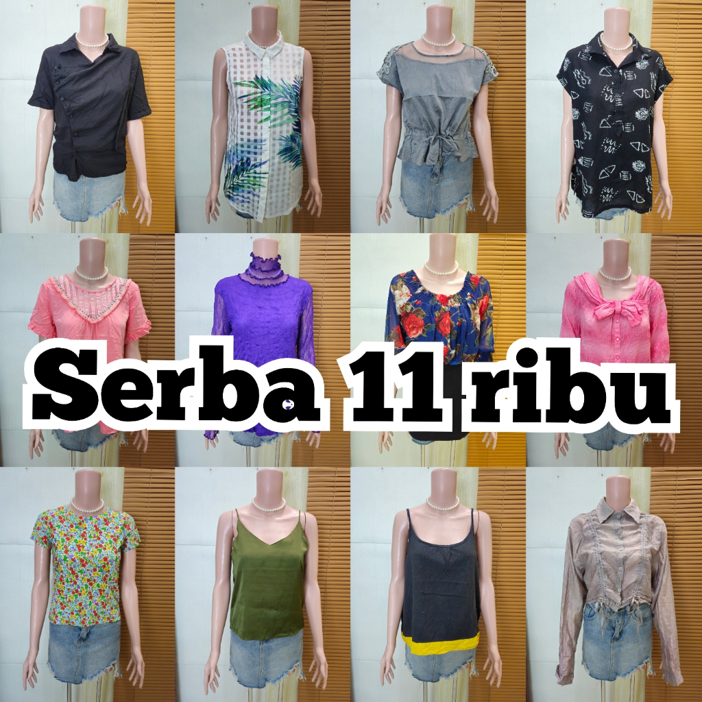 Blouse kemeja crop babydoll Sabrina tunik tanktop dress katun sifon