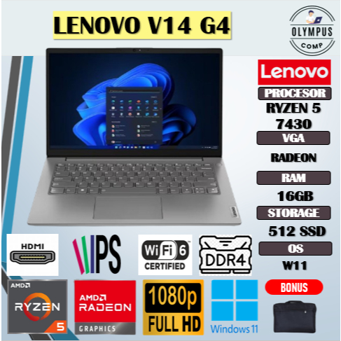 LENOVO V14 G4 RYZEN 5 7430 16GB 512GB W1114.0FHD