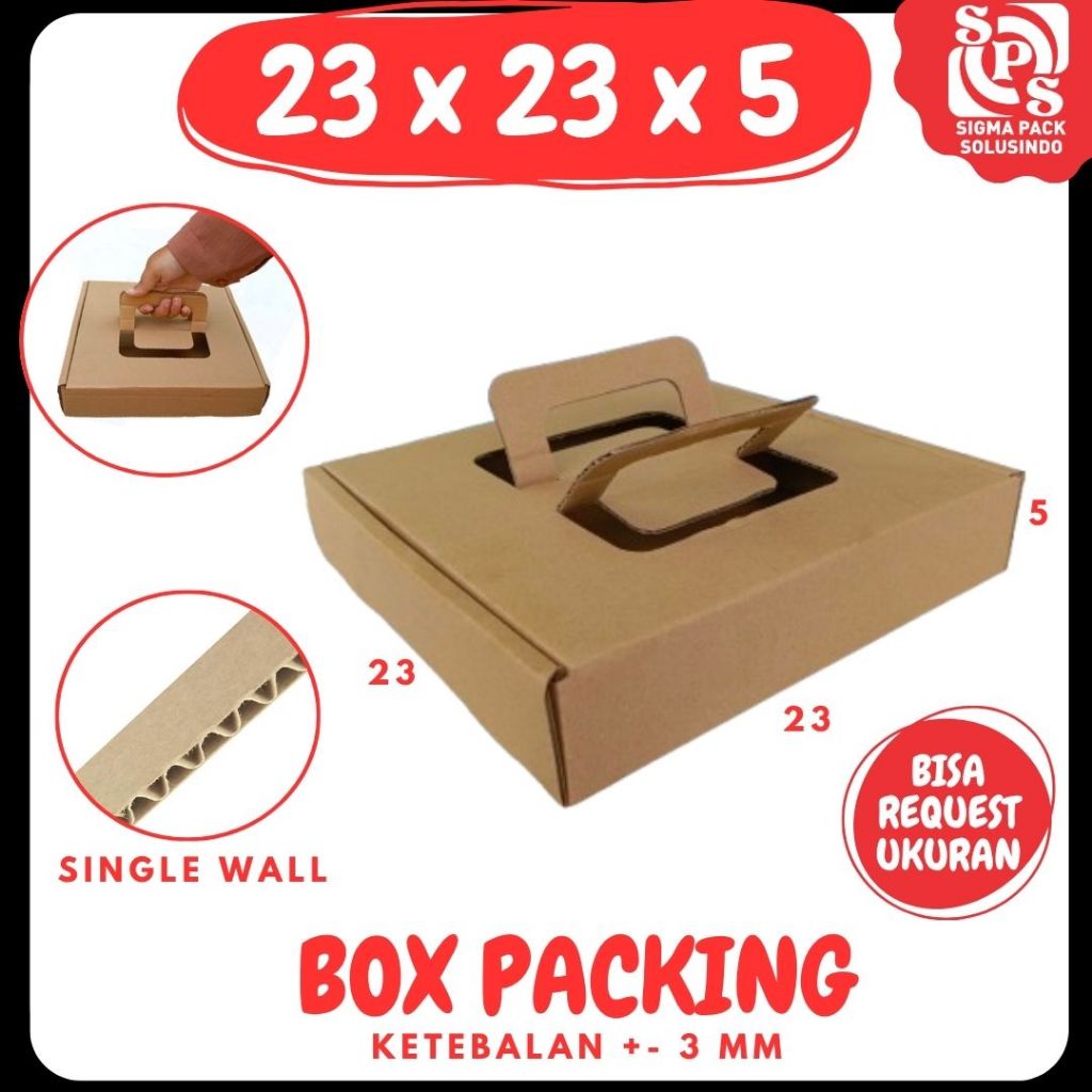 Box 23x23x5 LS Dus Packing Pizza Kemasan Kue Brownis Hampers Karton Kotak Dimsum Donat