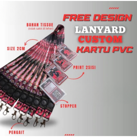 Lanyard ID Card CUSTOM + Kartu PVC + Frame (Free Custom Design) BAHAN HALUS BERKUALITAS