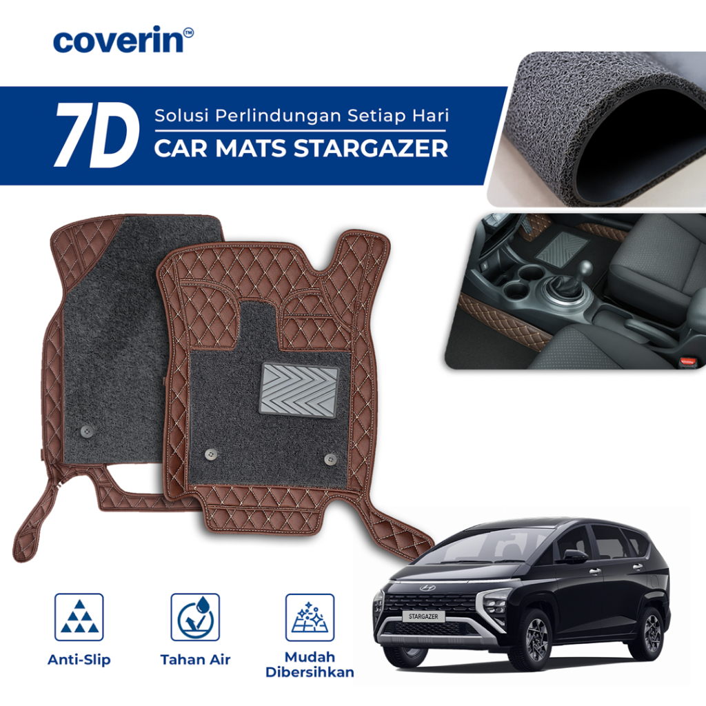 Coverin Karpet Mobil HYUNDAI STARGAZER 7D Premium Custom Fit Anti Slip + FREE Bagasi