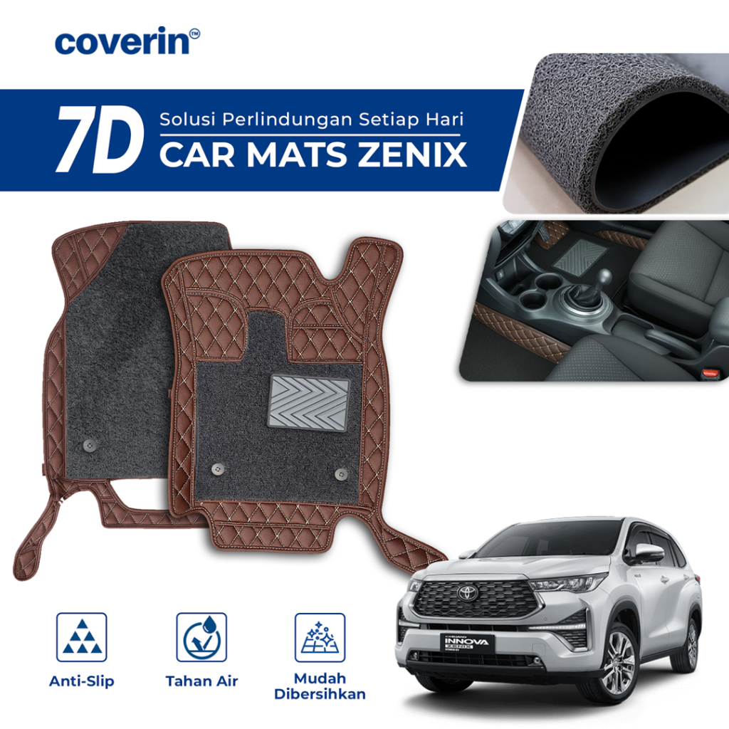 Coverin Karpet Mobil INNOVA ZENIX 7D Premium Custom Fit Anti Slip + FREE Bagasi