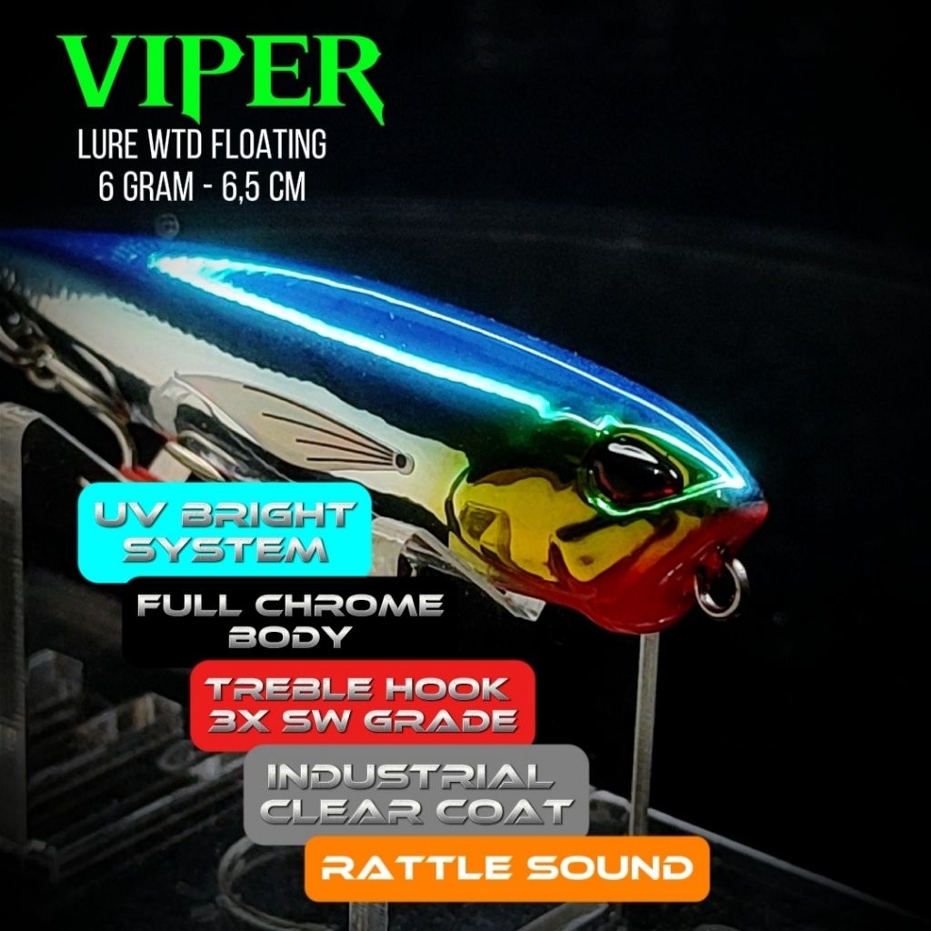 WTD  VIPER -6g/ 6.5 cm Umpan LURE TOP WATER  pancing hampala toman laut gt barakuda baramundi kakap 