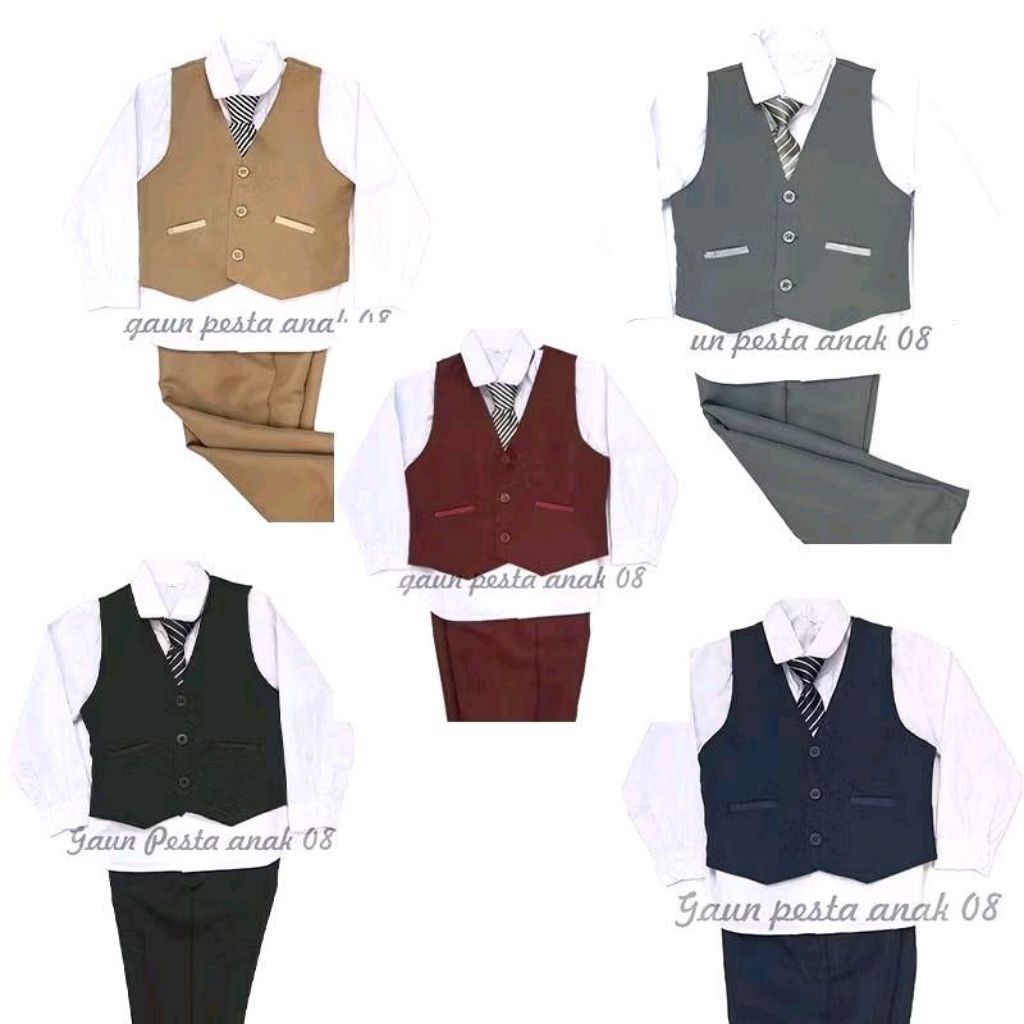 Stelan Rompi Jas Anak Premium 3in1/ Rompi Jas Formal Pesta & Graduation Wisuda Anak TK/SD/SMP Suits 