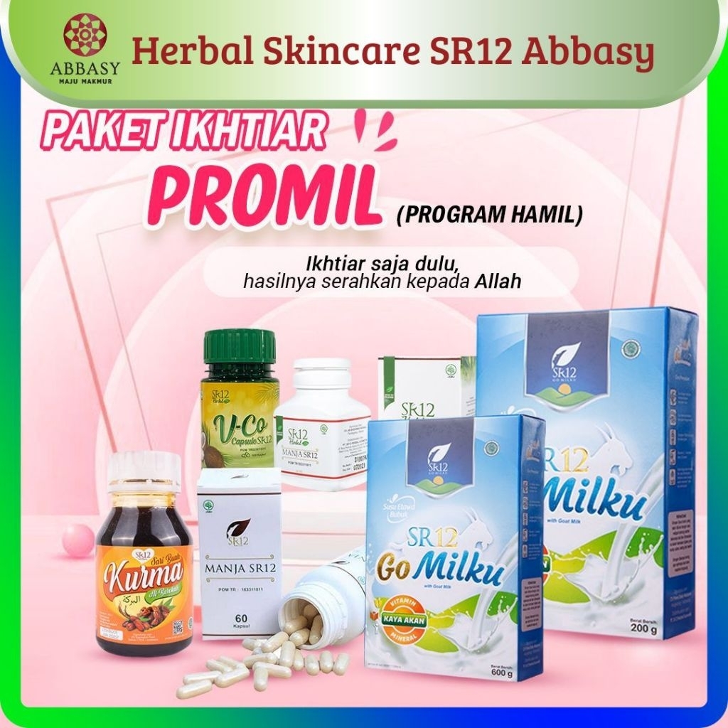 PAKET PROMIL SR12 | Gomilku + VCO Kapsul + Manjakani + Sarikurma | BPOM & HALAL
