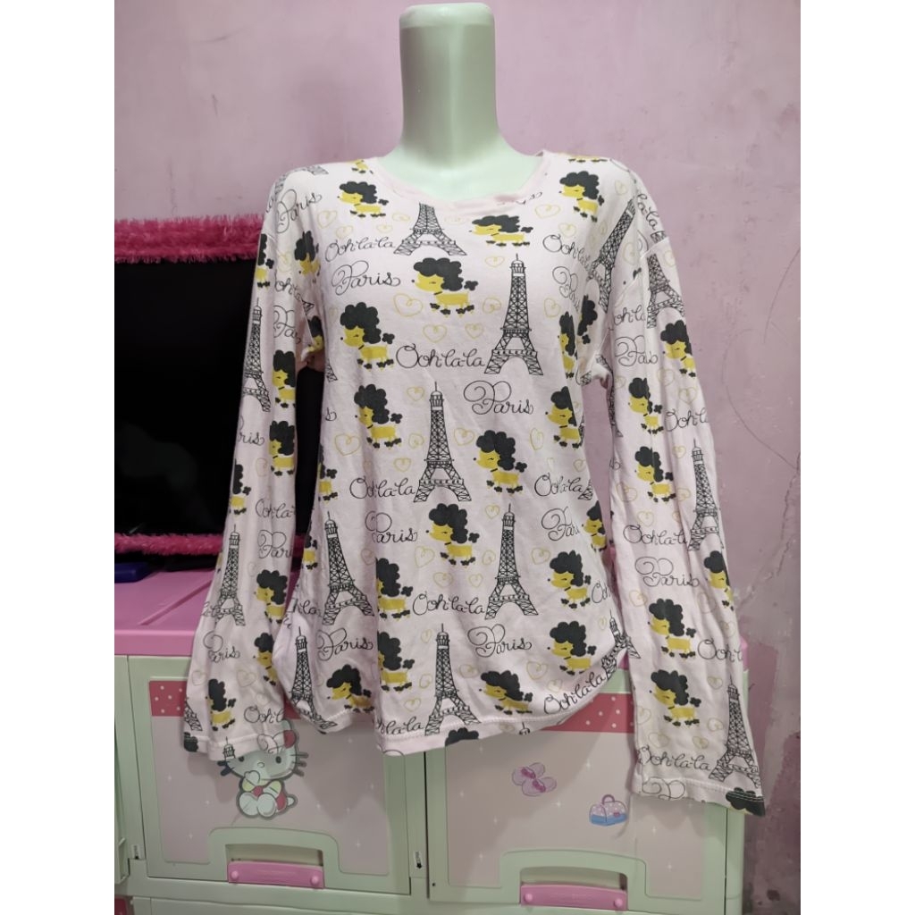 kaos wanita pl warna pink muda