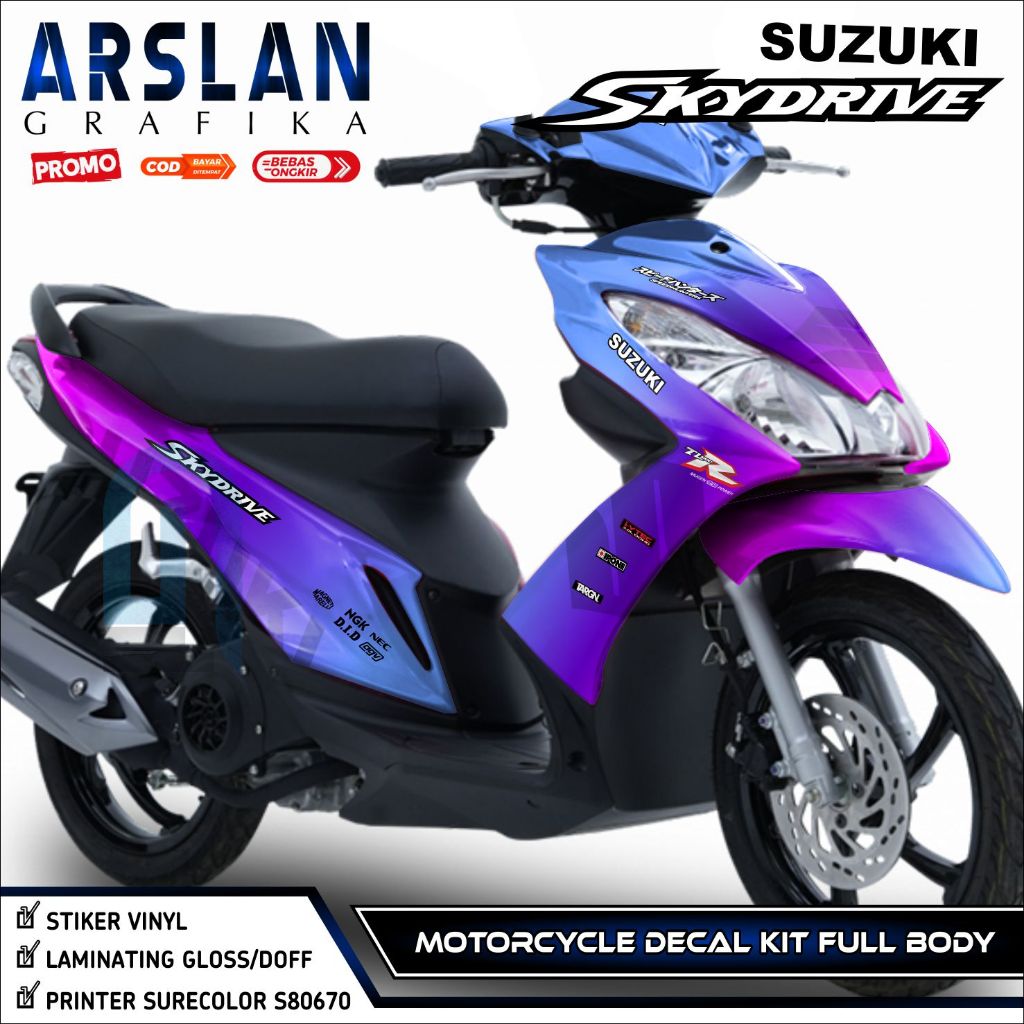 Decal Skydrive 125 Full Body Design Gradasi Keren Motor Suzuki Skydrive 125 Aksesoris Full Body