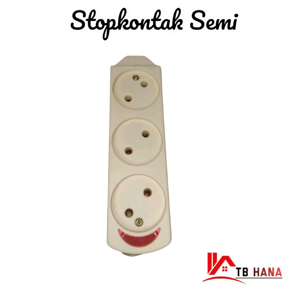 stop kontak semi arde 3 lobang colokan listrik SNI warna putih