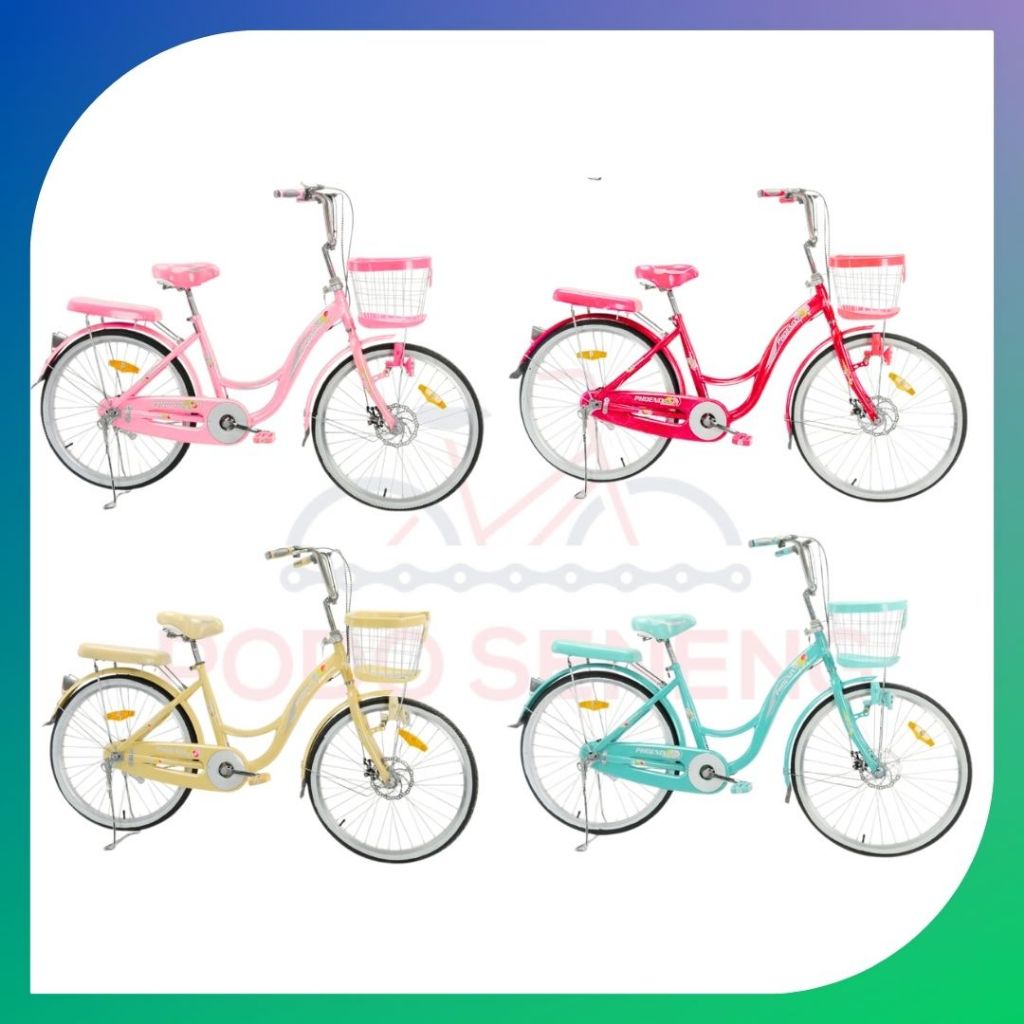 Phoenix Star Sepeda CTB Ukuran 24"/26" Sepeda Kota Perempuan Dewasa Keranjang