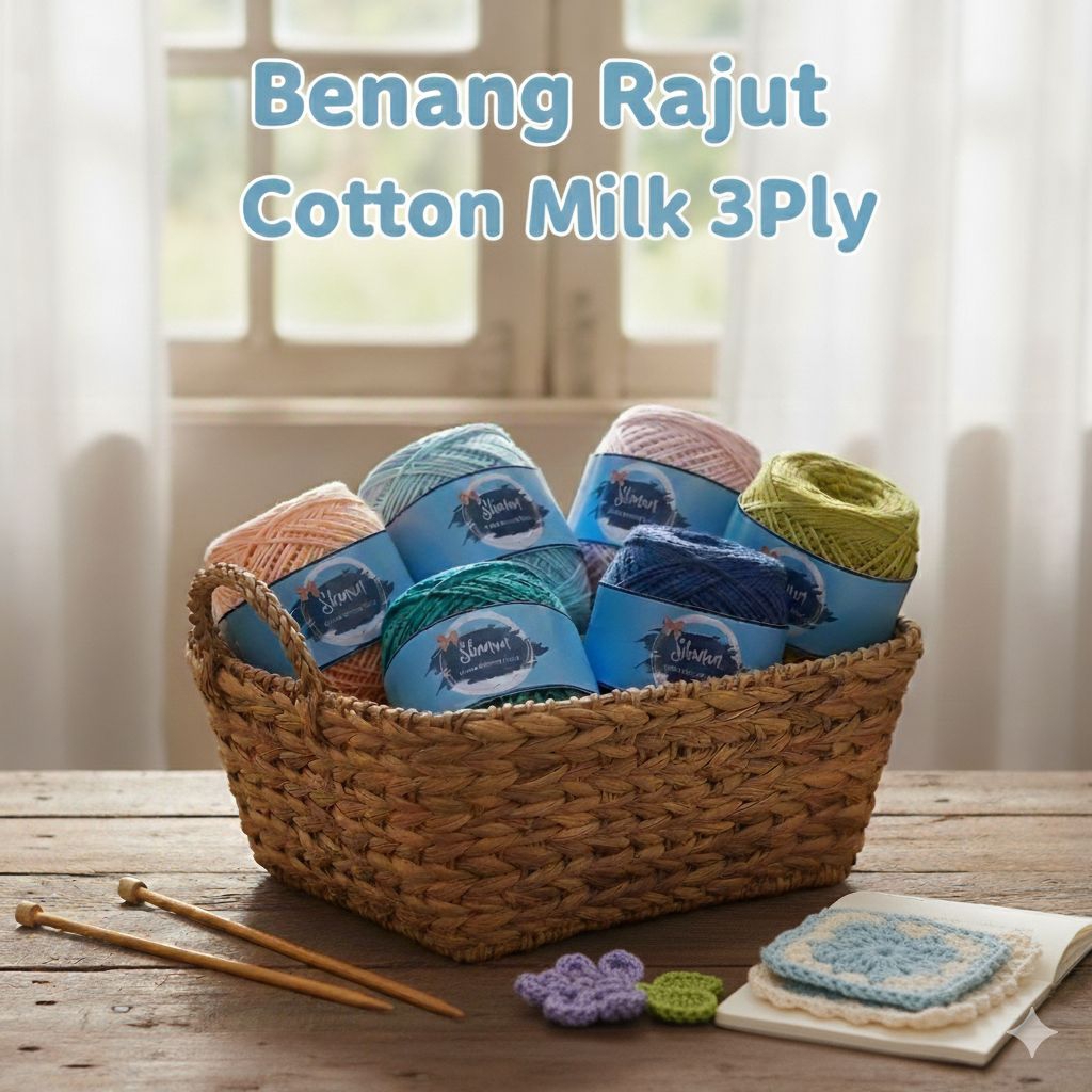 Benang Rajut Katun Milk | Cotton Milk | Cotton 3ply | 100gram