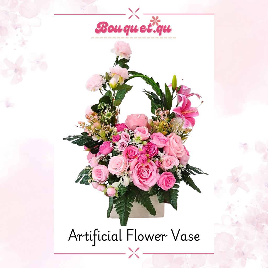 Artificial Flower Vas (Vas Bunga Imitasi) Vas Keramik, Buket Hadiah, Bunga Buket Tahan Lama, Vas Bun