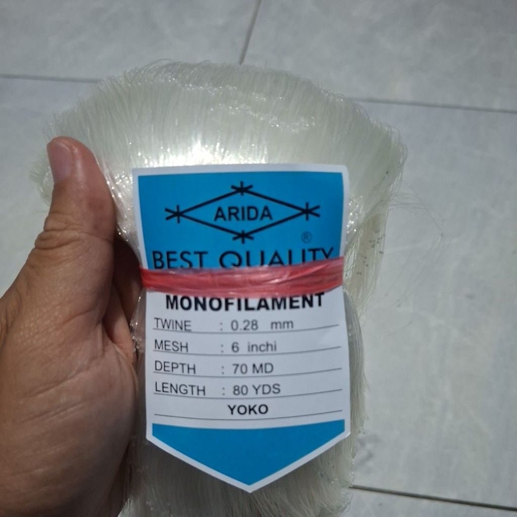 Promo Jaring Ikan Arida 0.28 6 inchi 70md/80yds yoko Pukat Arida Jaring Arida Jaring Ikan Bawal Laut