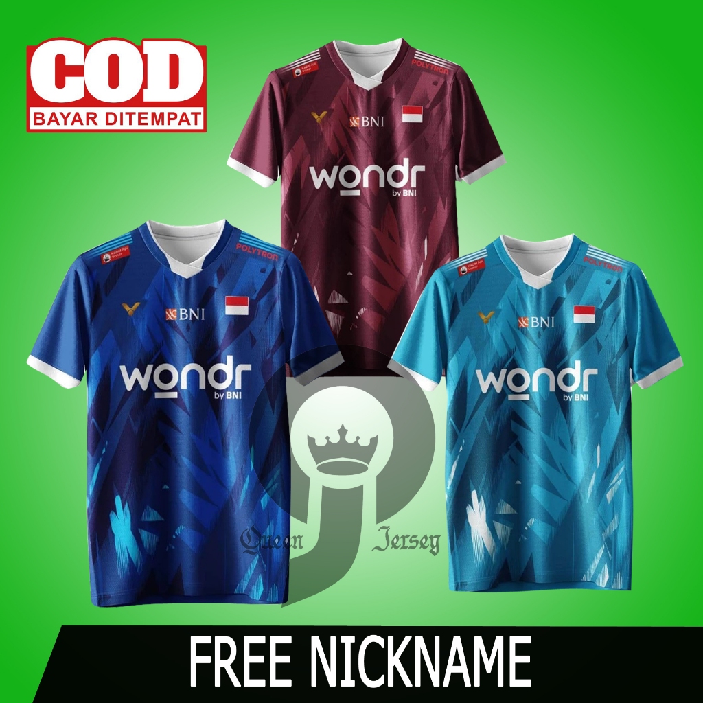 Jersey Badminton Victor Indonesia BWF World Championship 2025 Gratis Request Nama Punggung