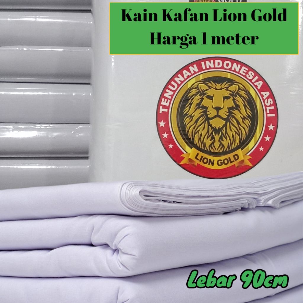 (TEBAL) 1 meter Kain kafan Lion Gold lebar 90cm - Kain kafan meteran - kain kafan eceran - kain mori