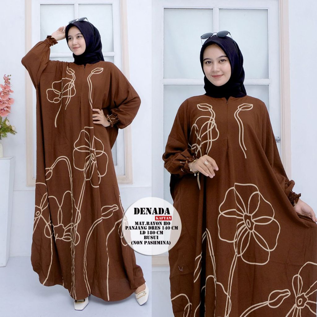 Grosir Gamis Kaftan Denada Terbaru 2025 Bahan Rayon Ld 180 Pb 140 Jumbo
