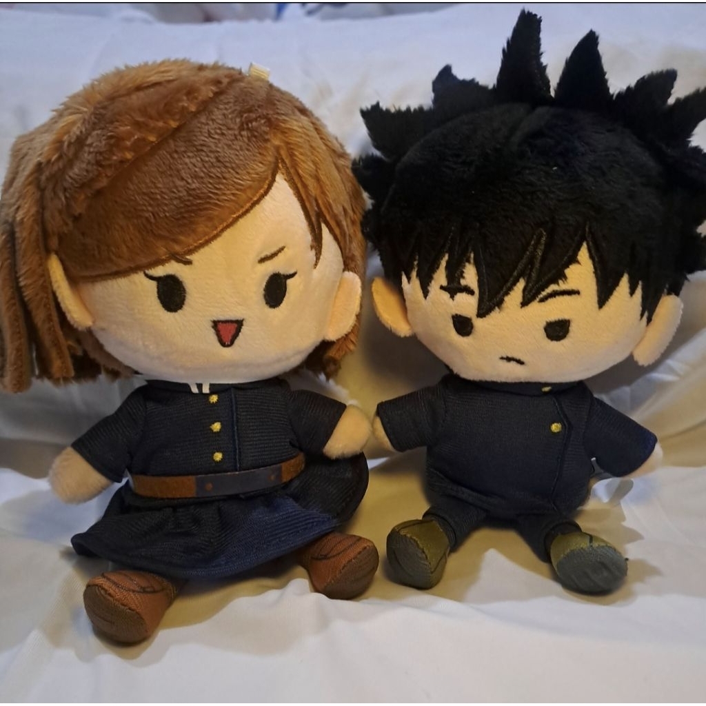 jujutsu kaisen official merch megumi, nobara plush keychain
