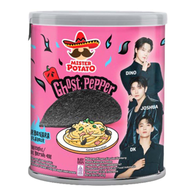 Mister Potato Keripik Kentang Hitam Ghost Pepper Rasa Carbonara 40 g