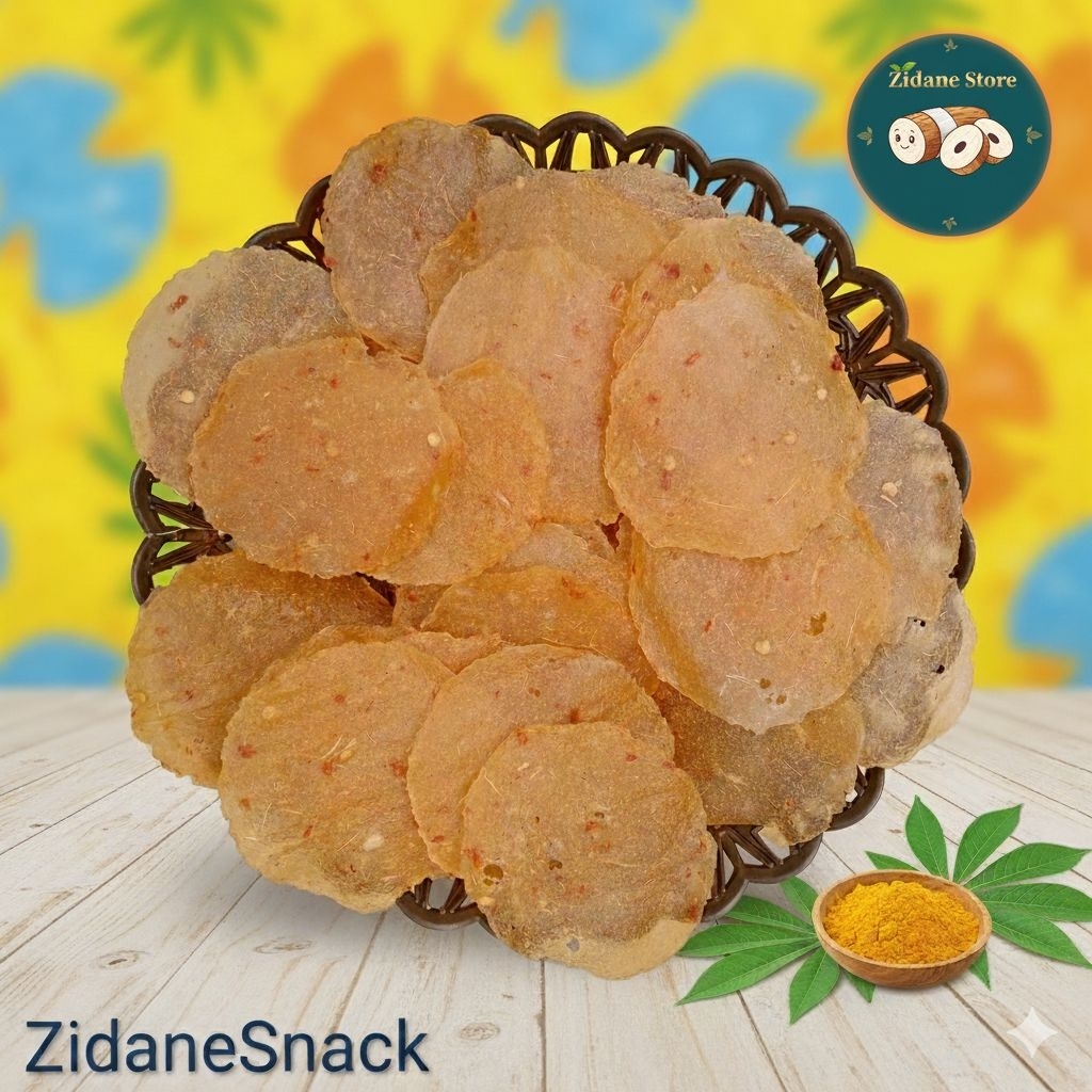 Opak singkong mentah Opak enye mentah keripik Kecimpring cemilan rasa pedas manis dan rasa original