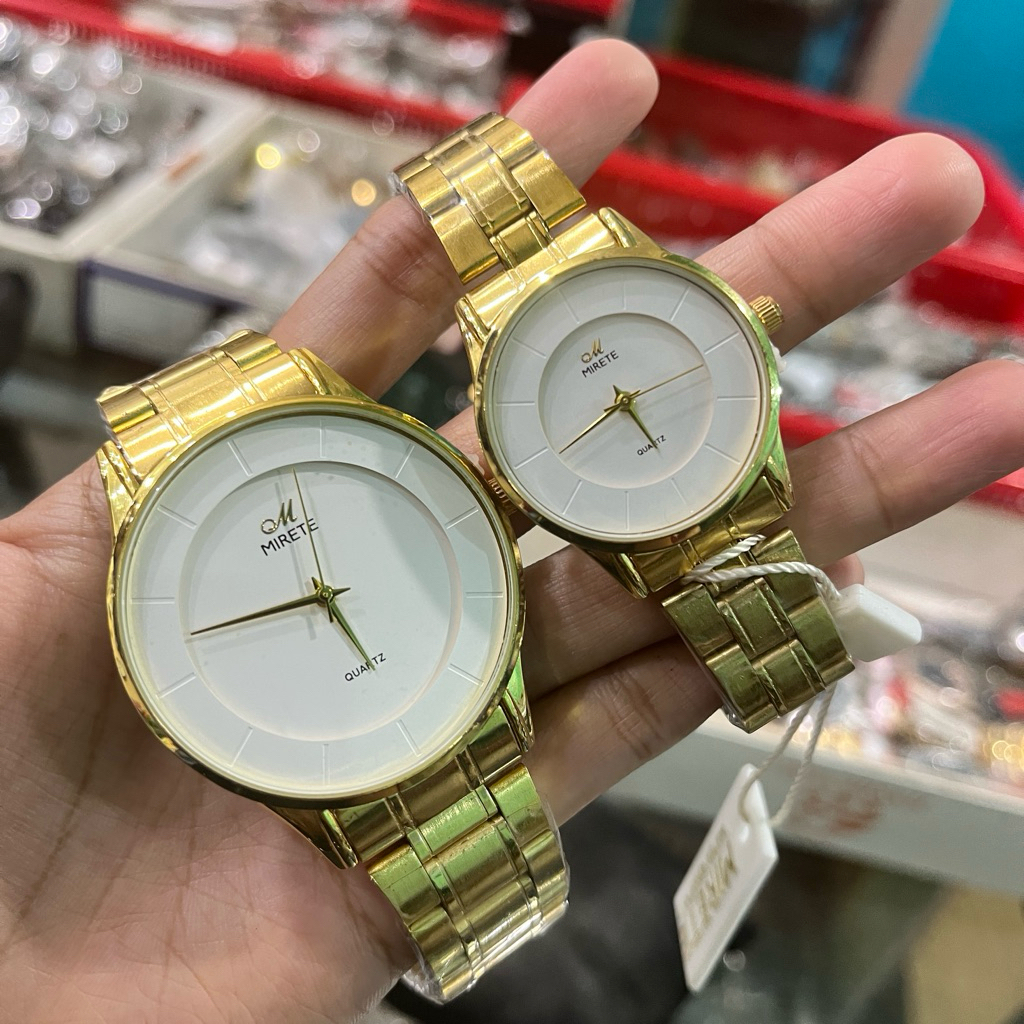SS.id READY JAM TANGAN PRIA & WANITA MIRETE ORIGINAL/ JAM MIRETE COUPLE GOLD.