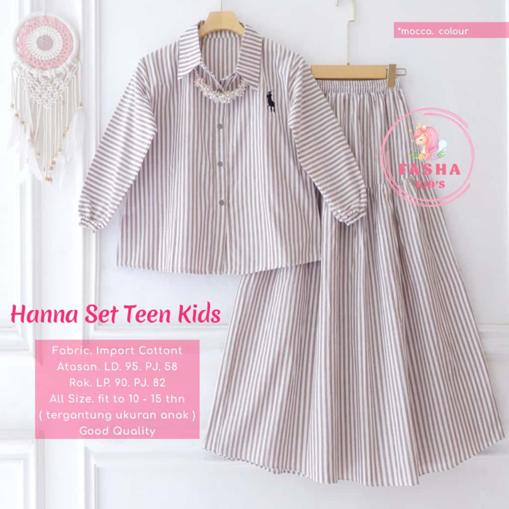 Hanna set teen Kids by fasha kids || Set rok anak salur anak 10-15 tahun Fashion